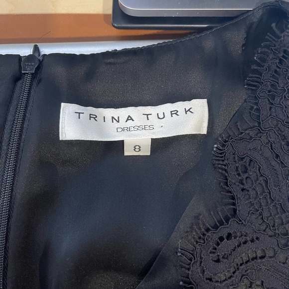 TRINA TURK | Black Lace Agni Dress Size 8 - Picture 7 of 8
